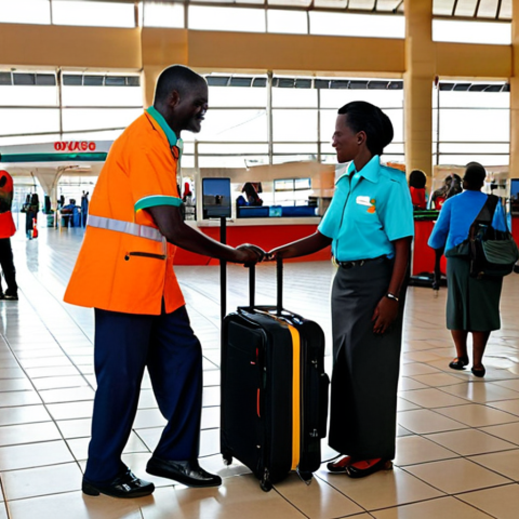 잠비아 국내 항공편 - **Prompt 1: Bustling Lusaka Domestic Terminal Check-in**
    "A vibrant and warm scene inside the do...
