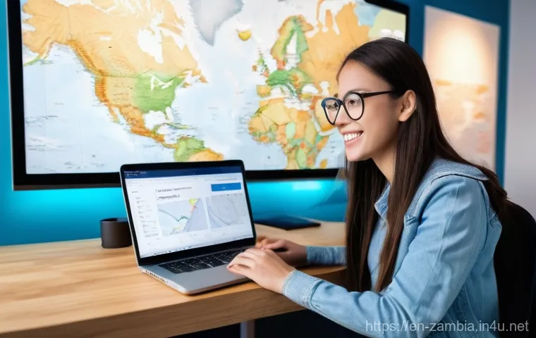 잠비아 항공편 예약 - **"Savvy Flight Searcher"**
    A focused young adult, possibly a woman in her late 20s, with a dete...