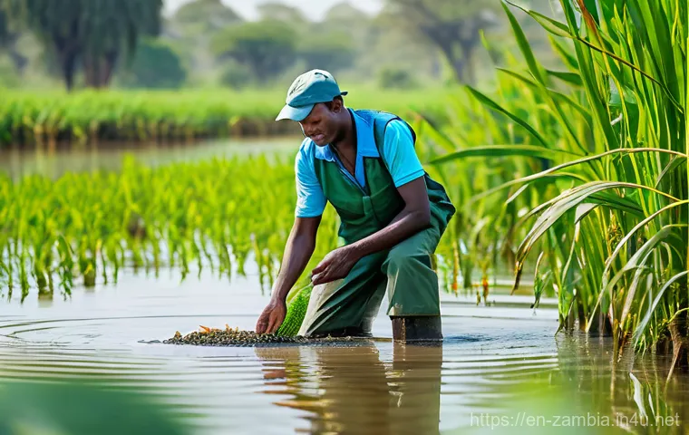 잠비아 농업 투자 - **Prompt: "Inside a bustling, clean, and brightly lit Zambian agro-processing facility. Diverse Zamb...