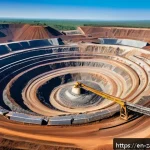 잠비아 외국인 투자 - A detailed aerial view of a modern copper mining operation in Zambia during daylight, showcasing lar...